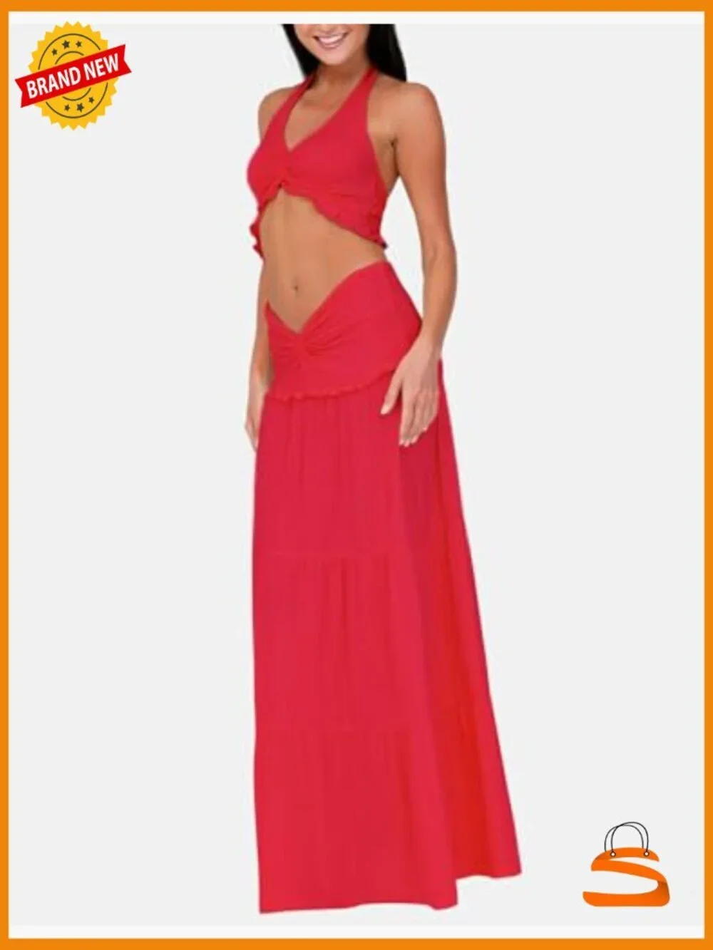 2 Piece Outfit Sexy Twist Crop Top Bodycon Skirt Set Sleeveless Summer Y2K